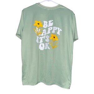 "Be Happy It's Ok", Casual Slightly Stretch Crew Neck Graphic Tee